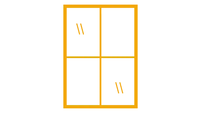 Orange icon of a window with 4 sections