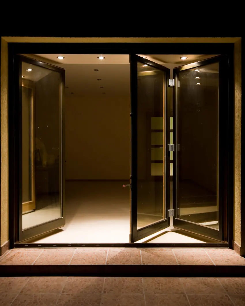 Open bi-folding doors 