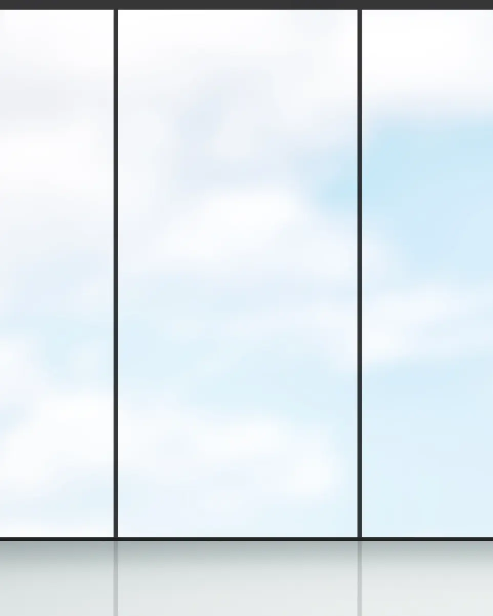 Window with sky reflected