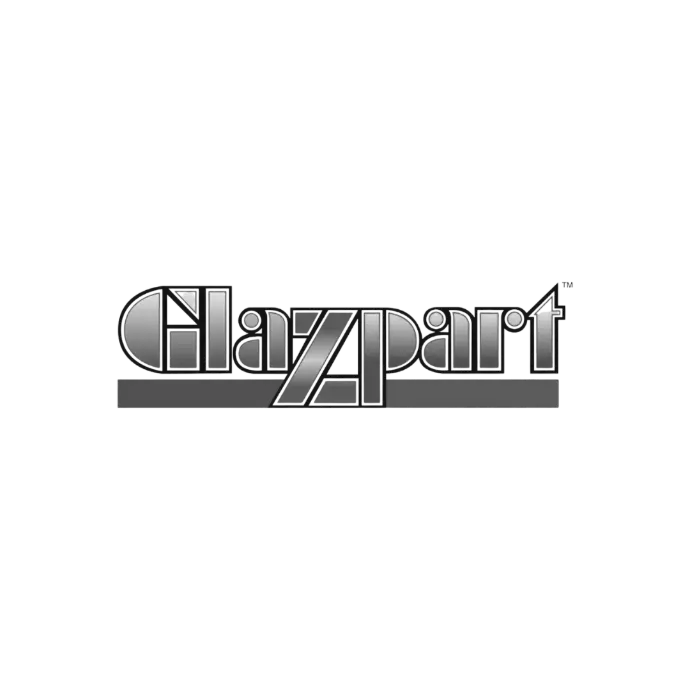 Black and white Glazpart logo